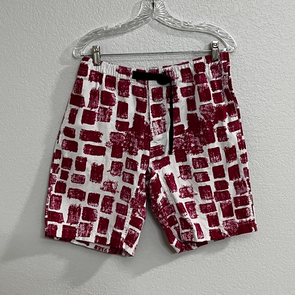 Supreme Belted Shorts Red and White Print